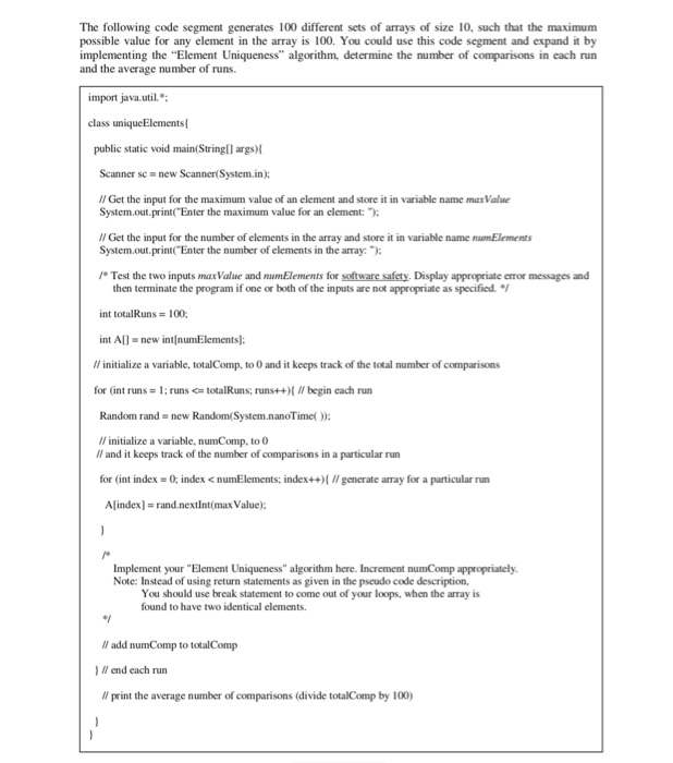 unique or not. For example, the array [3. 5, 9. 2, 1]