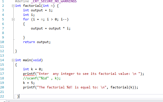 Labs For Functions Factorial Write a non-recursive function that will accept an