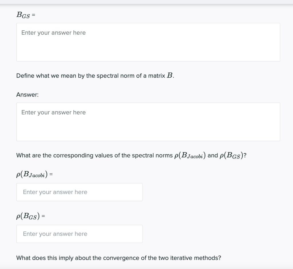 a linear system Ax = b of size n x n by