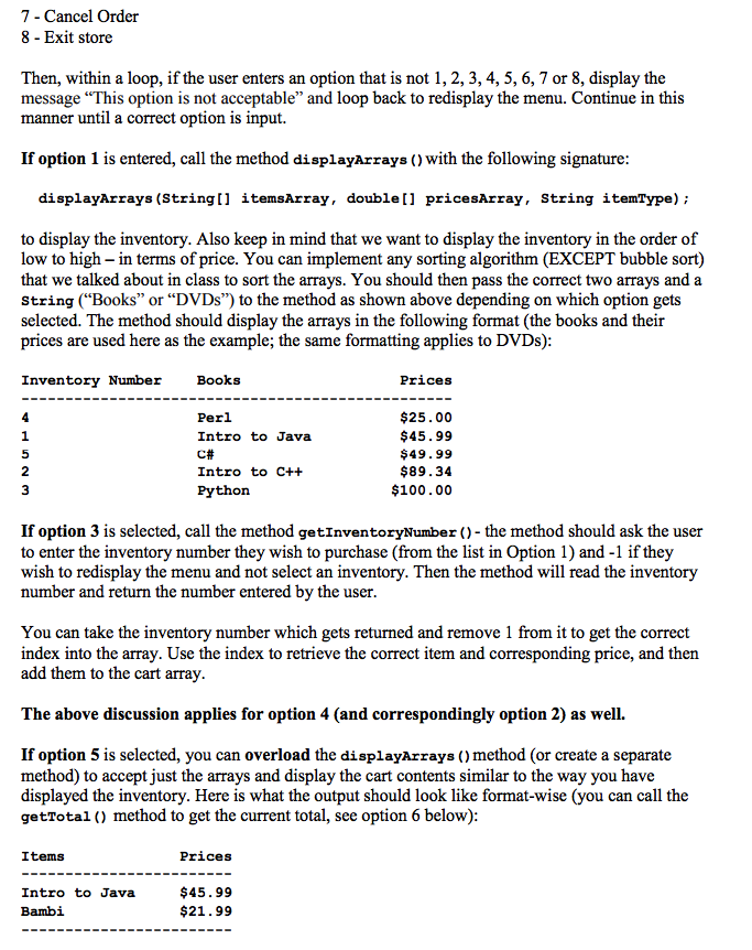 FIRST PART Lab: Develop a program for an online store which sells