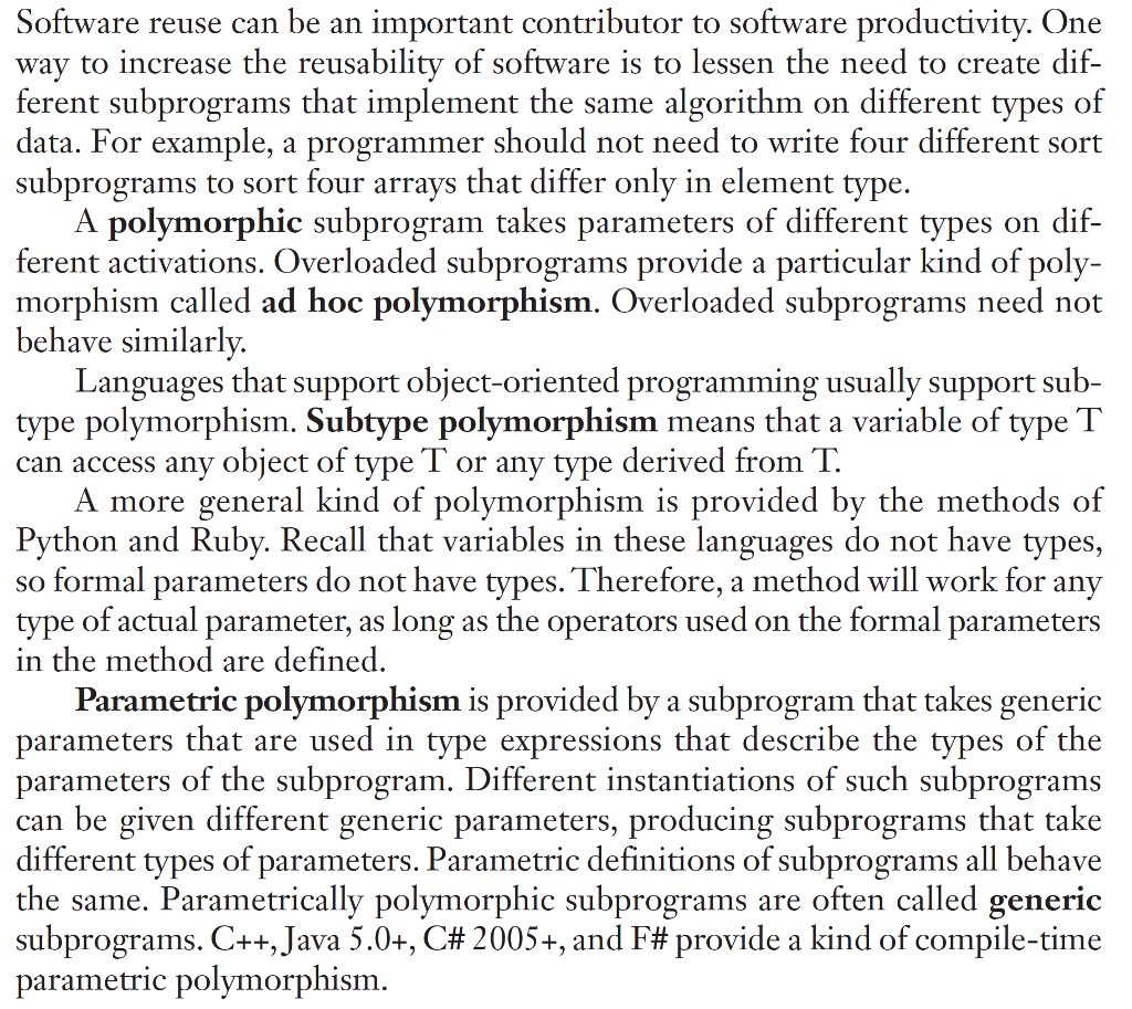 So, I need to define a "Static Polymorphic Subprogram" but in the
