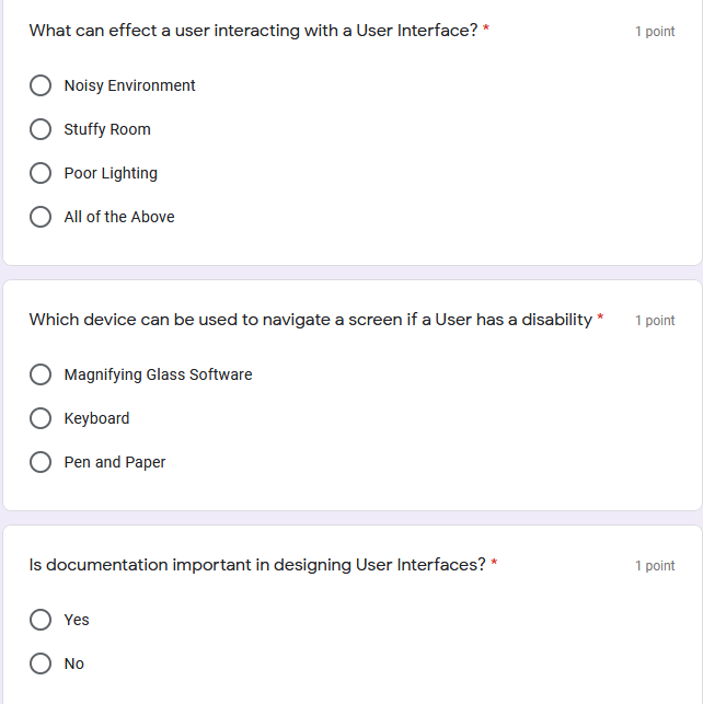  What can effect a user interacting with a User Interface?* 1