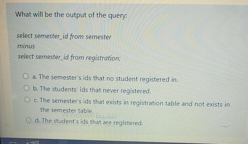 exam name="final exam; a. 3 rows updated O b. 6 rows updated