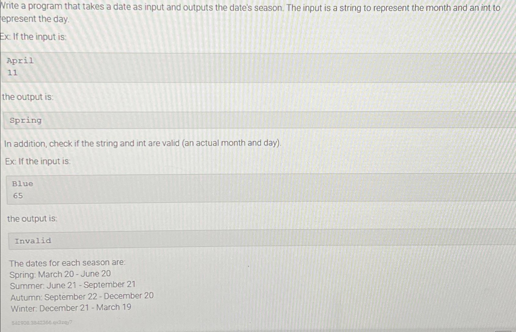  Write a program that takes a date as input and outputs