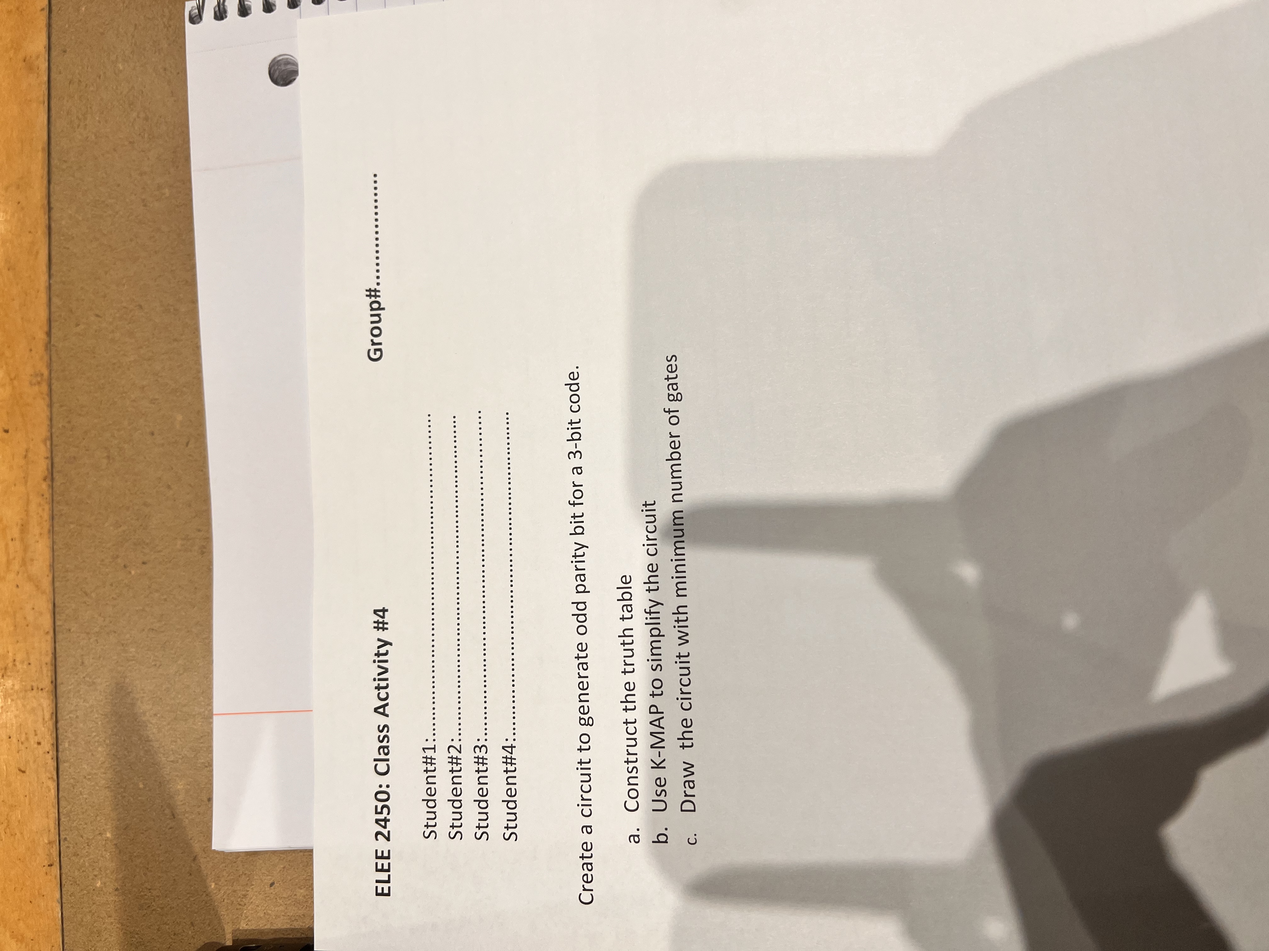  ELEE 2450: Class Activity #4 Group#.................. Student#1: Student#2: Student#3: Student#4: Create