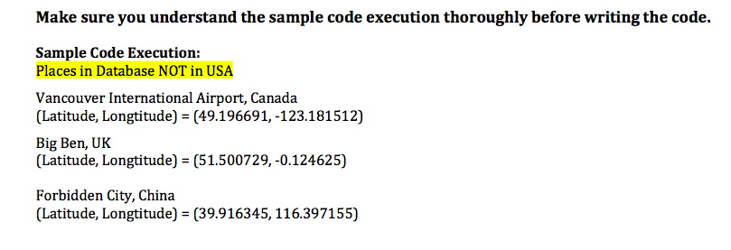 program that a) Reads places from a file called placelist.txt and stores