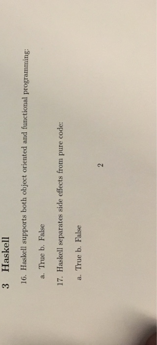  Answer both 3 Haskell 16. Haskell supports both object oriented and