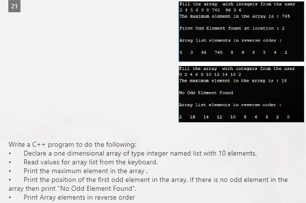  21 Fill the array with integers from the user 2 4