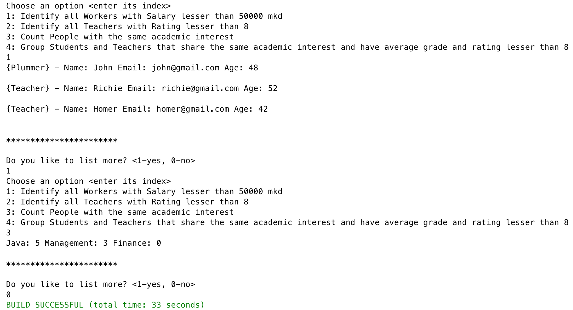 WRITE IN JAVA: Create a class Person with the following attributes: String