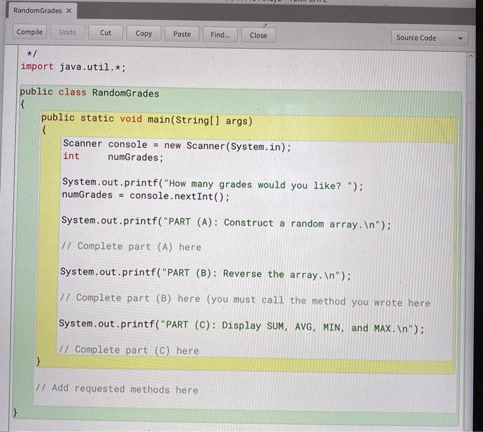 and associated methods described below. Part A: Using the random method in