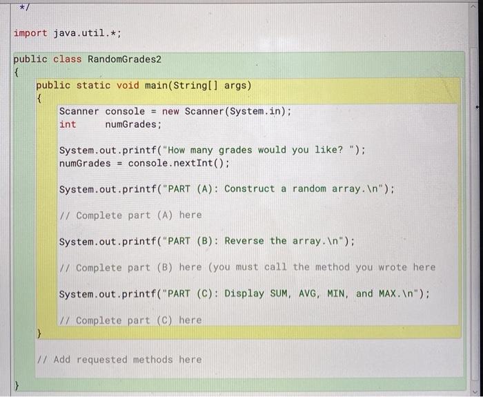 the Math class, create a program that creates an array of specified