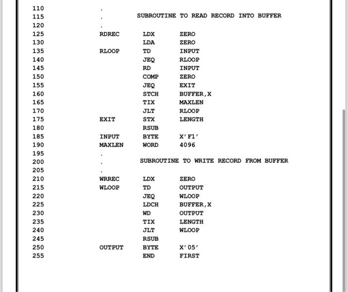 and the Object Program: 3. For the following assembly code, generate the