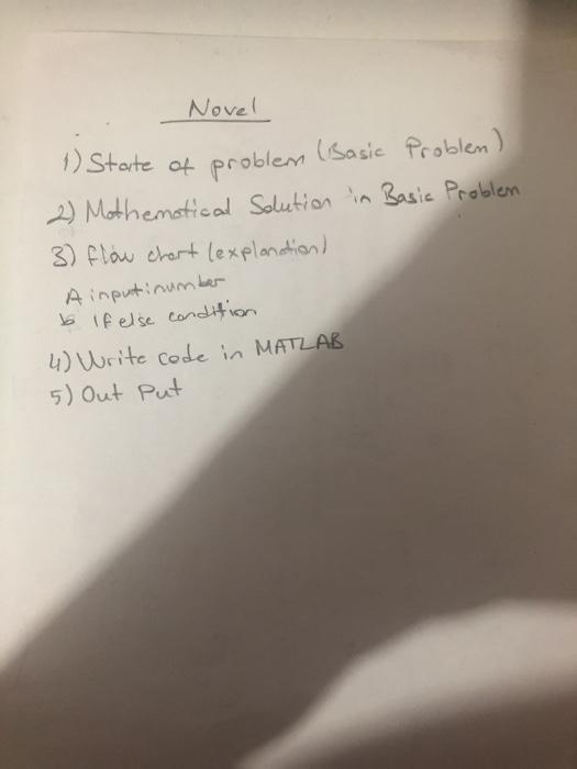 Novel 1) State of problem (Basic Problem) 2) Mathematical Solution in