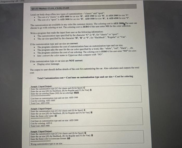 Java code please - Programming Lab (64) Q2 (12 Mario: CLOI, CLOS,