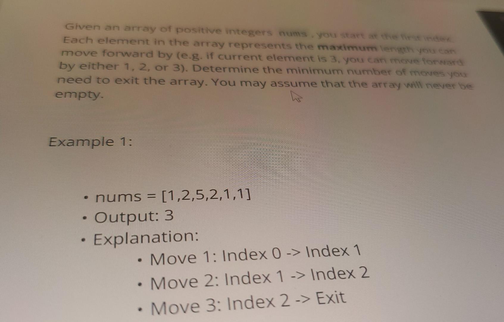 In Java, Given an array of positive integers nums you start at