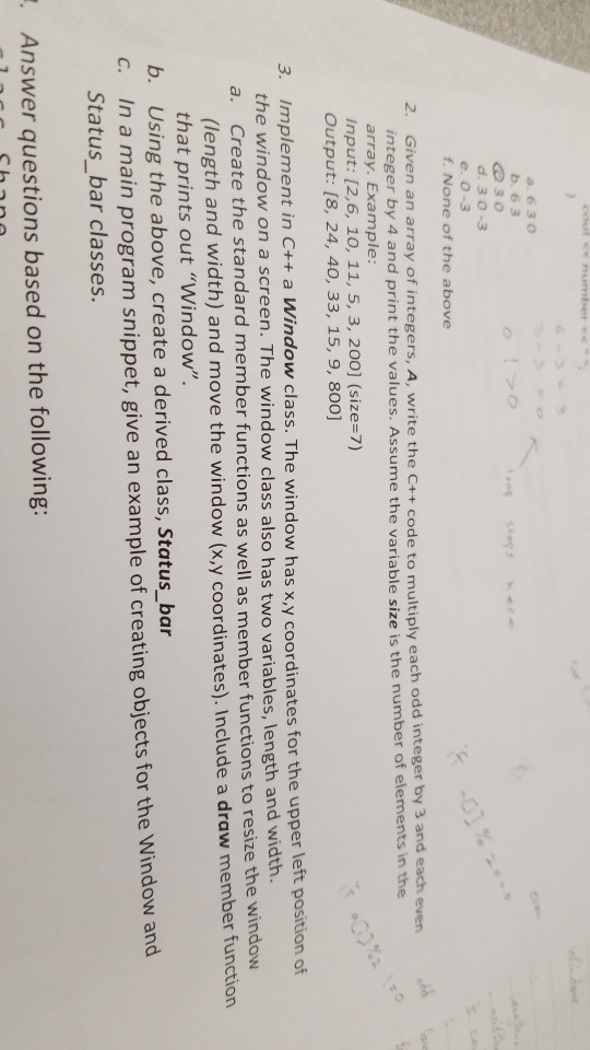  a. 630 b. 6 3 d. 3 0-3 e, 0-3 f.