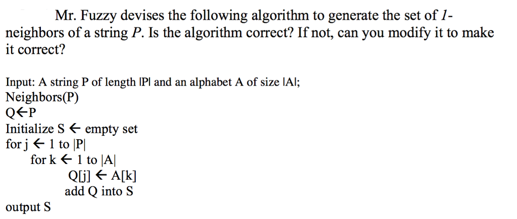  Mr. Fuzzy devises the following algorithm to generate the set of