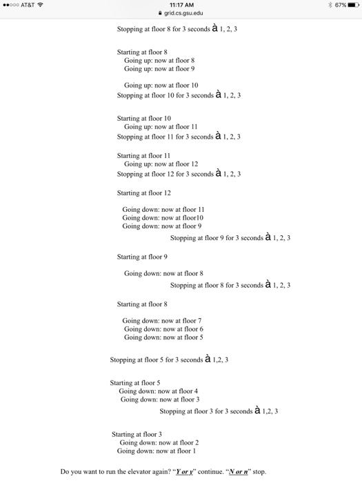 elevator.java that simulates one elevator services in a 12-floor building. NOTE: There