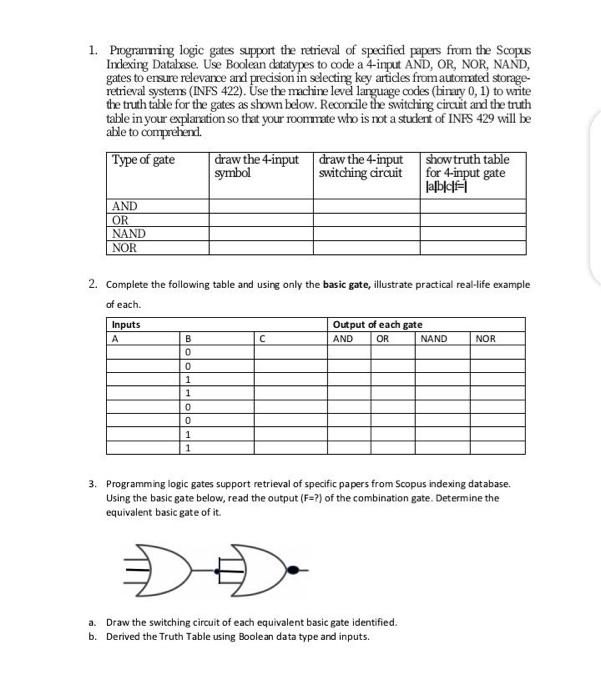  1. Programming logic gates support the retrieval of specified papers from