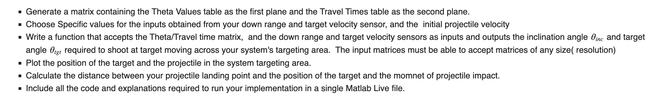  Generate a matrix containing the Theta Values table as the first