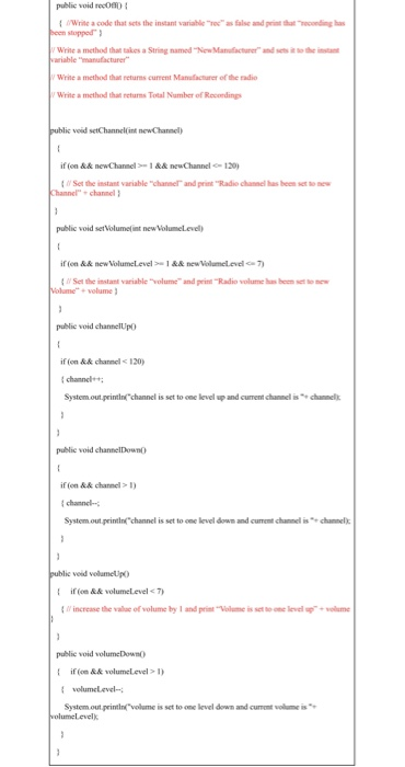 Statement: Each radio set is an object with attributes (manufacturer, current channel,