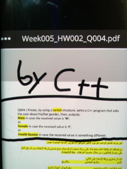  C++ language Week005_HW002_0004.pdf by Cat 2004-) Please, by using a switch