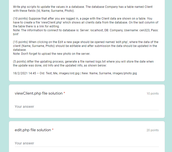  Write php scripts to update the values in a database. The