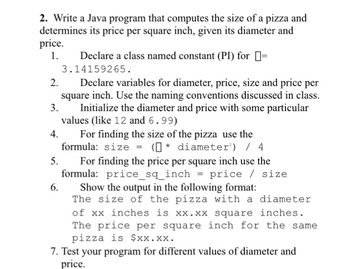  2. Write a Java program that computes the size of a
