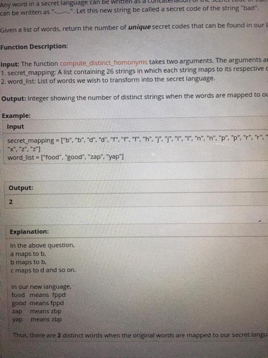 A secret language is a derived language in which every English alphabet