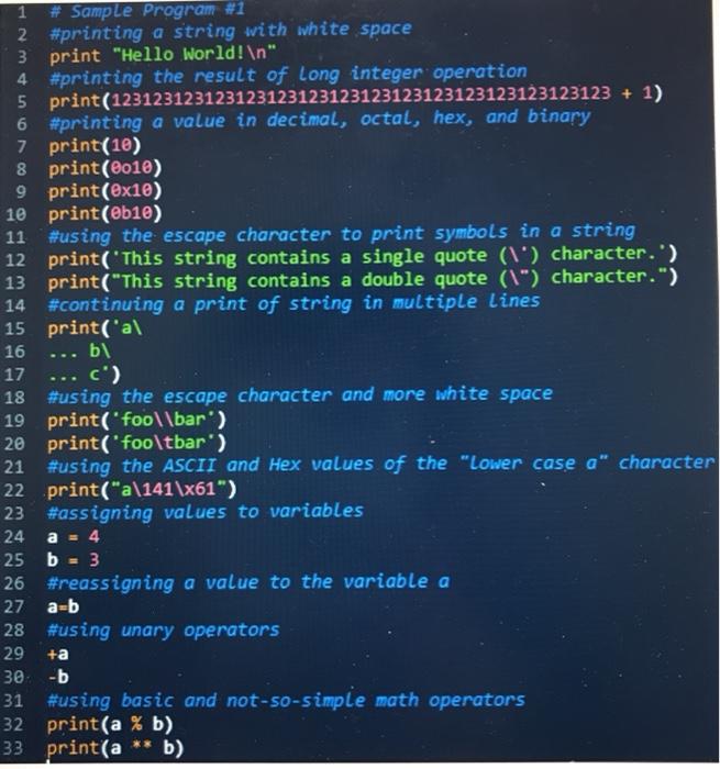 Write a Python program that: String printing and basic manipulation. At least