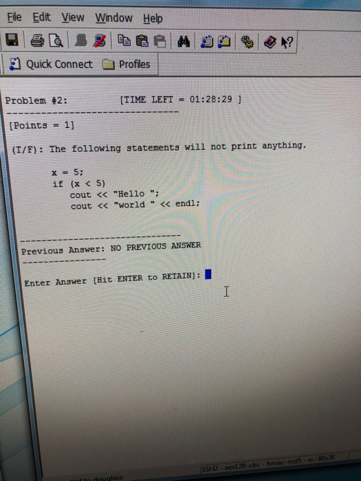  Ele Edit View Window Help Quick Connect il Profiles Problem #2: