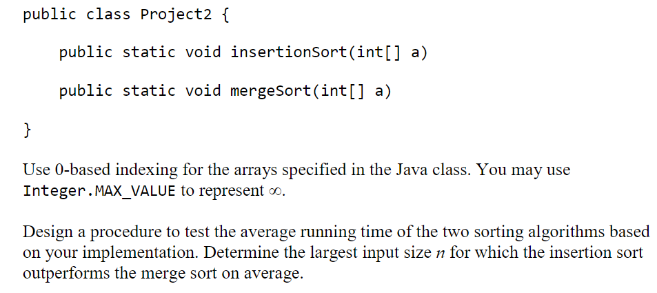 [JAVA] Use the exact class and method specifications given below and use