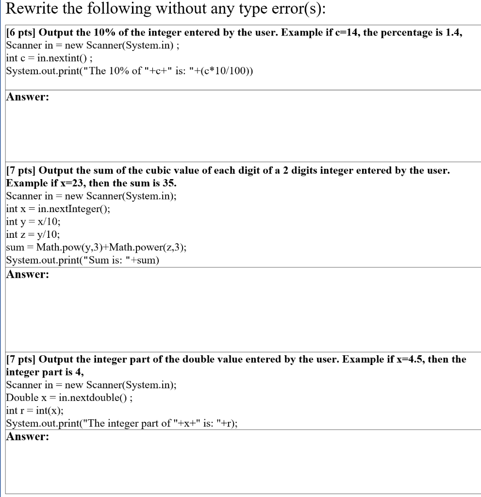 Urgent need help please ( coding java) Rewrite the following without any