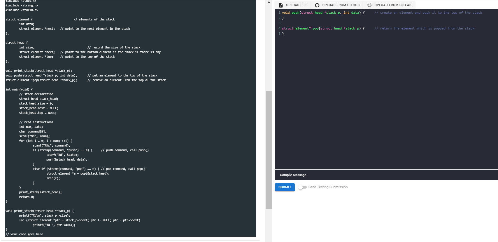 serves as a collection of elements, with two main principal operations: 1.