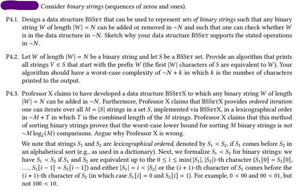  Consider binary strings (sequences of zeros and ones). P4.1. Design a
