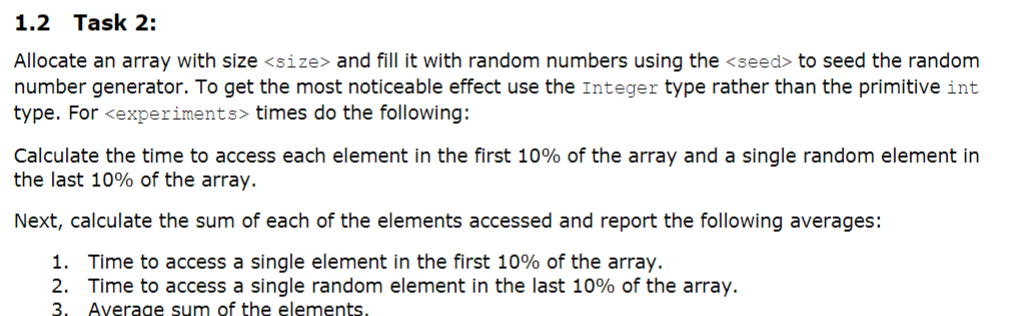  1.2 Task 2: Allocate an array with size and fill it