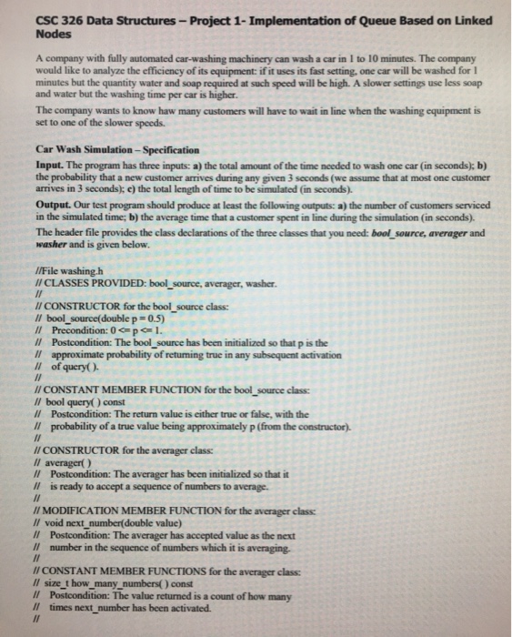  CSC 326 Data Structures-Project 1- Implementation of Queue Based on Linked