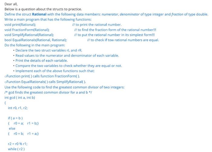 (programming 2 )C++ Dear all, Below is a question about the structs