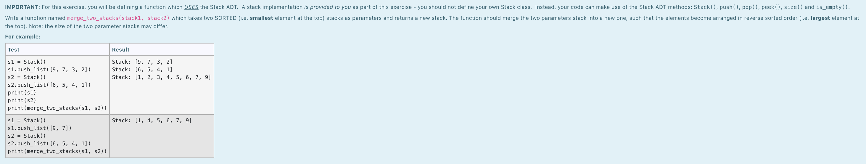 as part of this exercise - you should not define your own