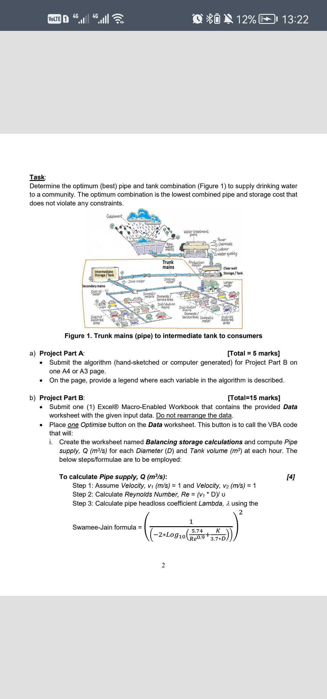  Task: Determine the optimum (best) pipe and tank combination (Figure 1)