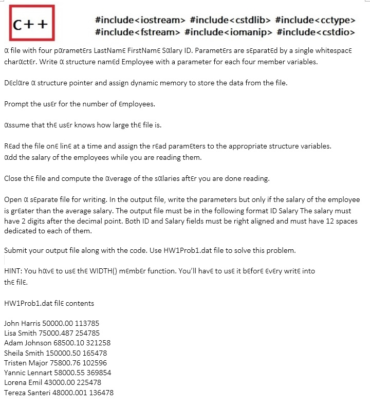 #include #include #include #include #include #include afile with four parameters LastName