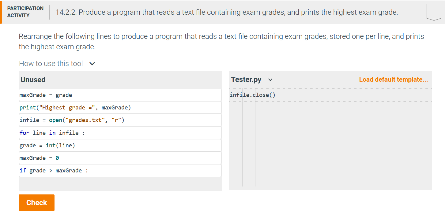  14.2.2: Produce a program that reads a text file containing exam