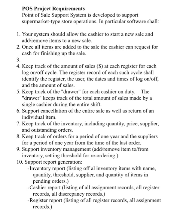 that records sales and handle payments in a retail store. Study the