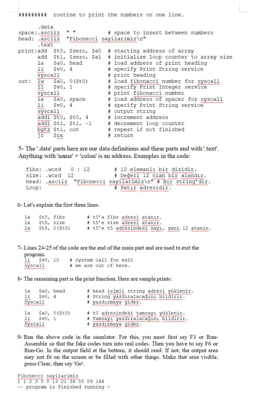 ######### routine to print the numbers on one line. .data space:.asciiz