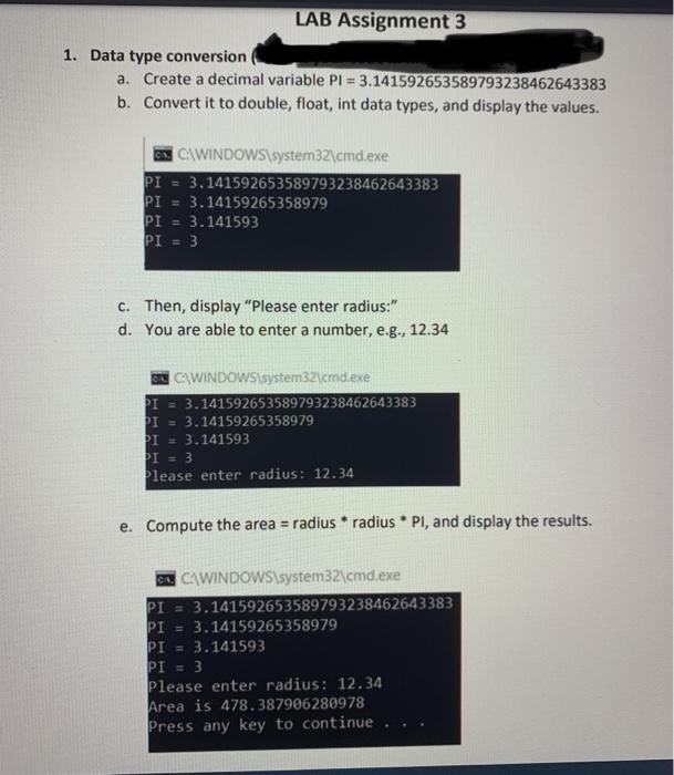  sorry about that, this is for c# LAB Assignment 3 1.