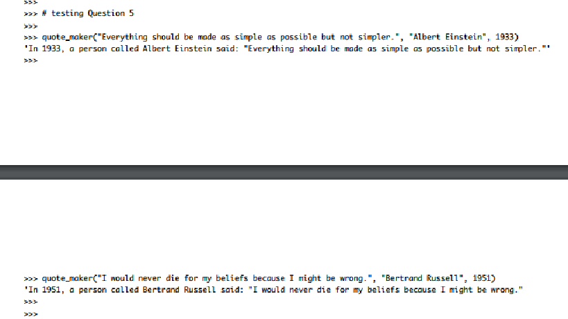 using python 3 Write a function quote_maker(quote, name, year) that returns