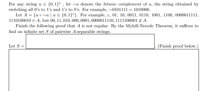  For any string u{0,1}, let u denote the bitwise complement of