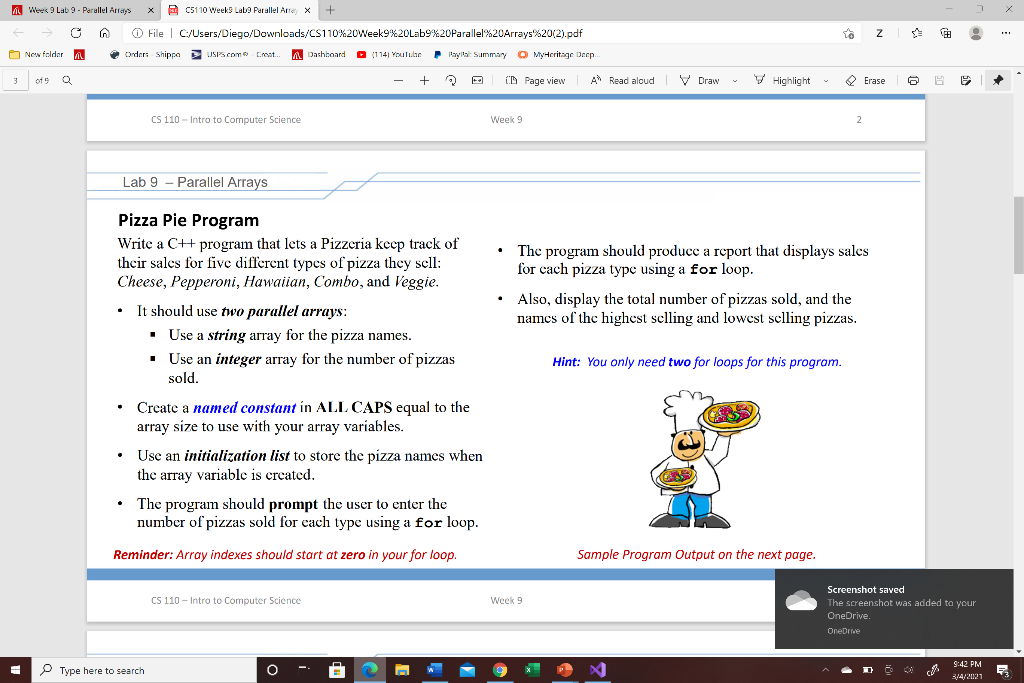  n Week 9 Lab 9. Parallel Array C5110 Week Labo Parallel