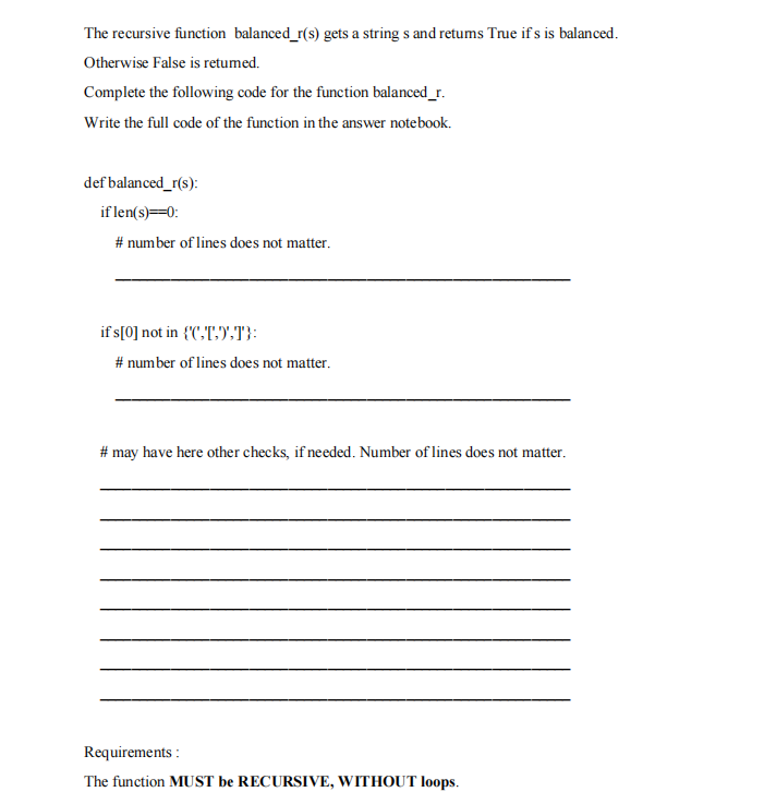 say that s is balanced if all these parenthesis characters either do