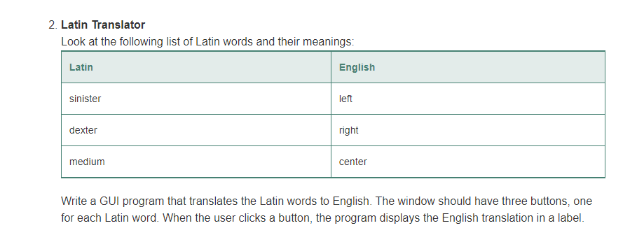 Python Programing Language please for both. 1. If you create two widgets